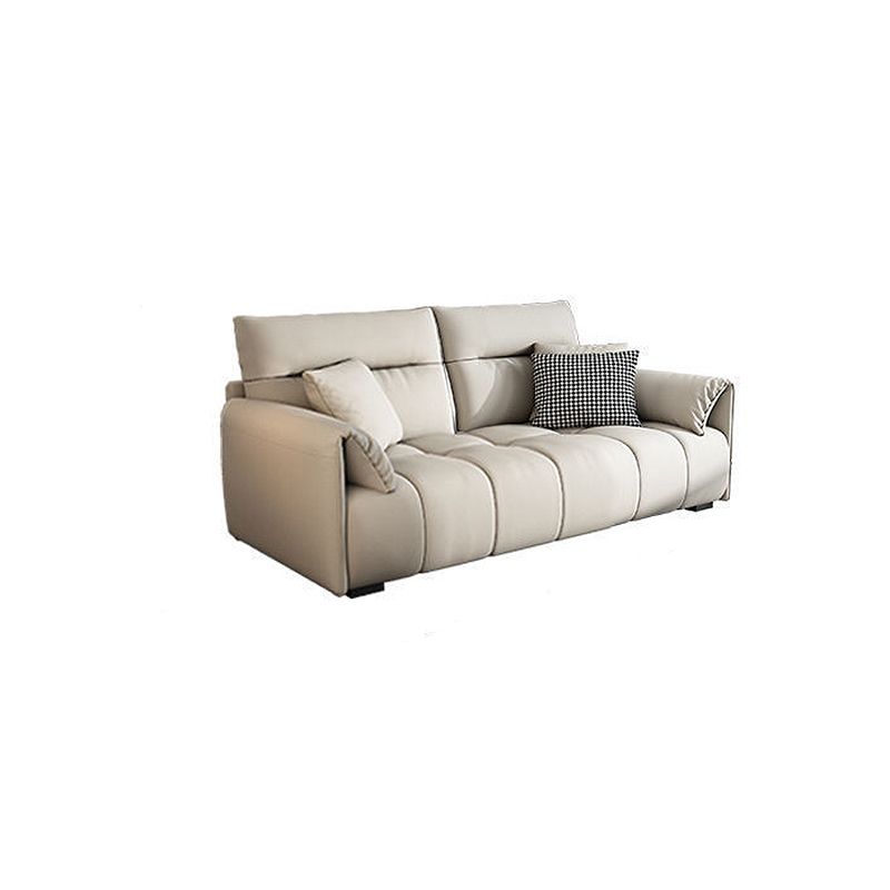 Living Room Cushion Back Couch Contemporary White Sofa with Pillow Top Arm