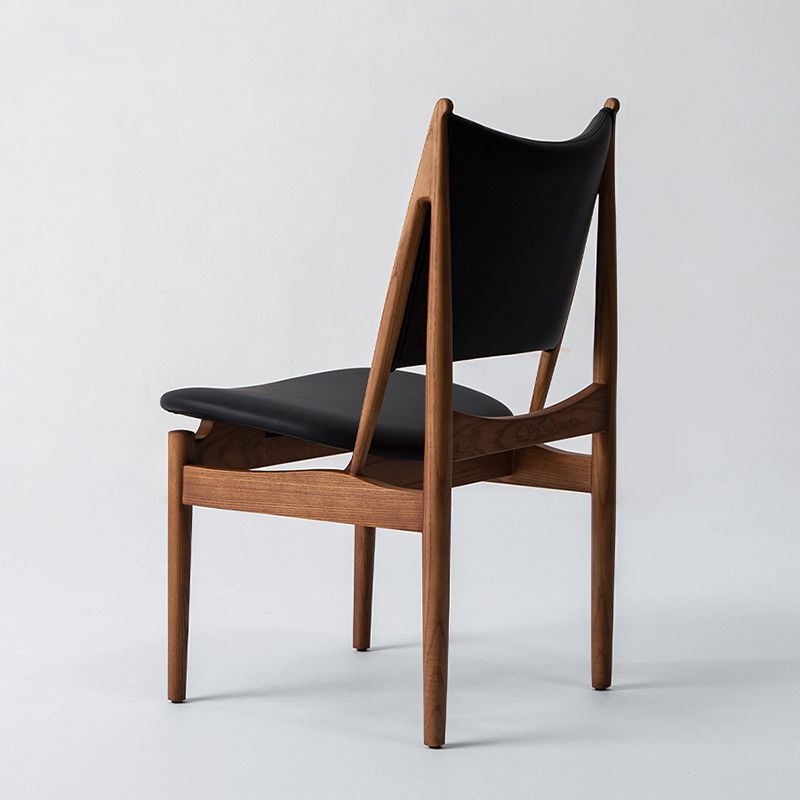Contemporary Solid Wood and Faux Leather Armless Dining Chairs