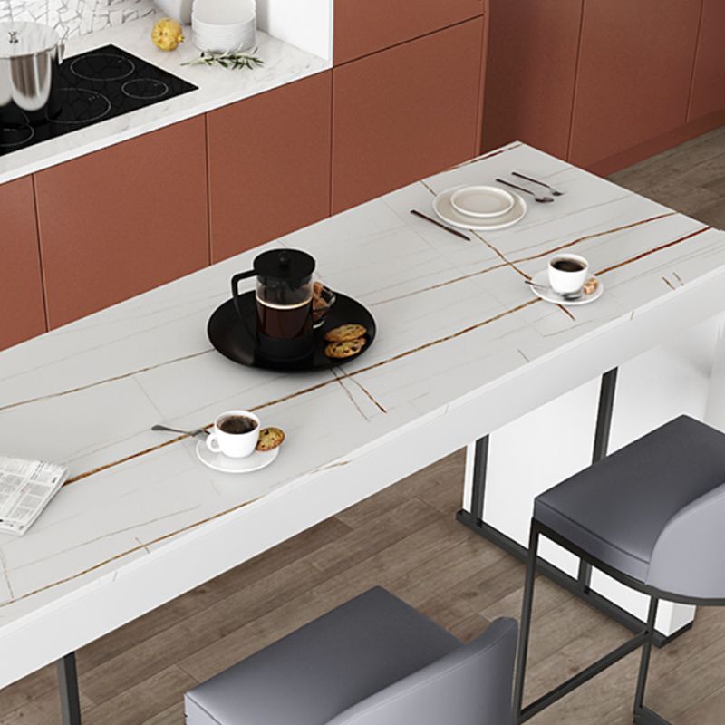 Stone Bar Dining Table Modern Bar Table with Double Pedestal for Dining Room