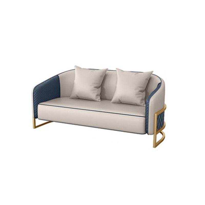 Contemporary Leather Sofa Sloped Arm Standard Sofa with Pillow