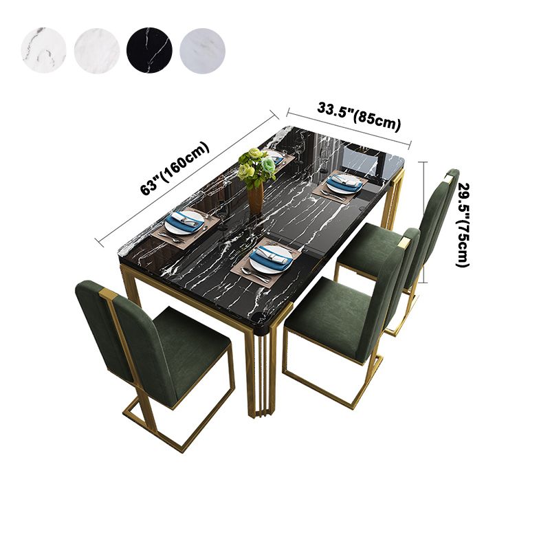 Glam -rechthoek vorm marmeren eettafel keuken standaard eettafel met 4 poten basis