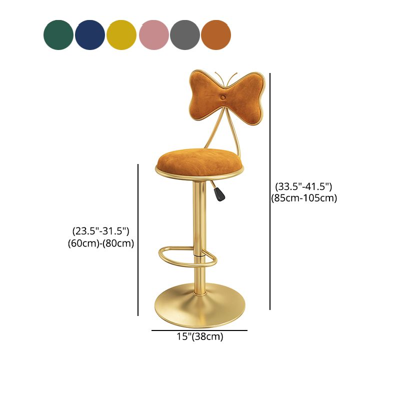 Scandinavian Design Upholstered Bar Stools with Fabric Round Stools with Footrest