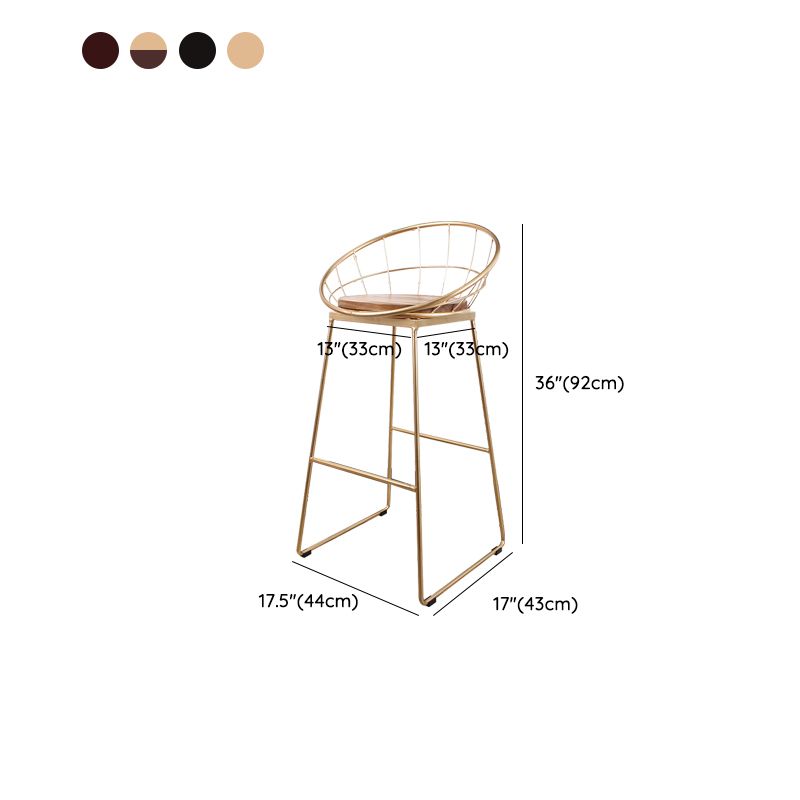 Metal Low Back Dining Stools Contemporary Round Bar Stools with Footrest