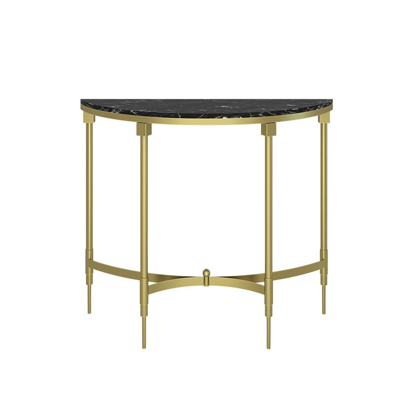 Glam Marble Accent Table Half Moon Sofa Console Table for Hall