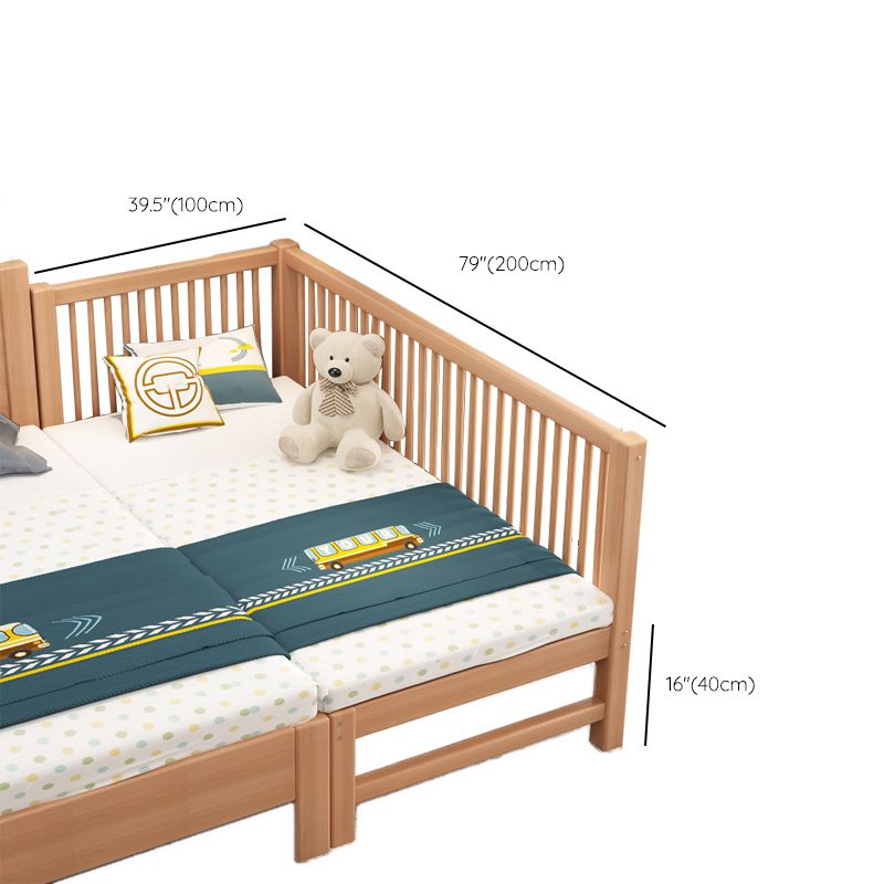 Contemporary Washed Natural Nursery Crib Solid Wood with Guardrail