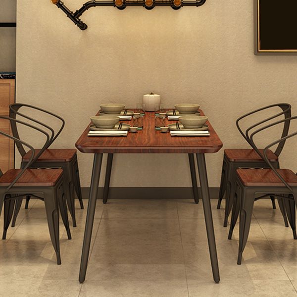 Industrial Rectangle Dining Table Solid Wood Top Dining Table for Restaurant