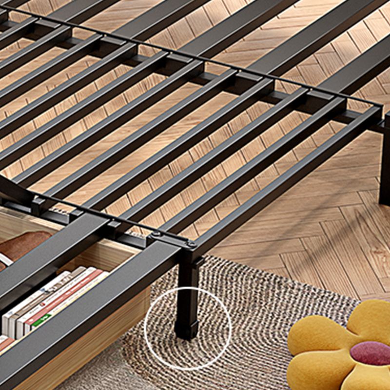 Beige Daybed Metal Frame Kids Bed with Mattress and Headboard