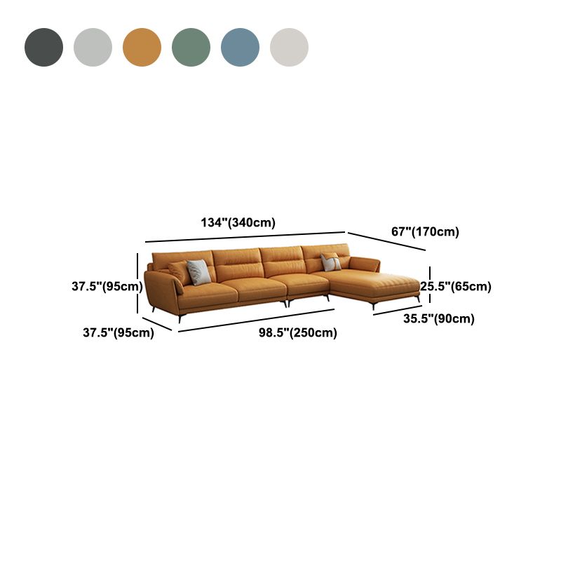 Contemporary 4-Seater Sectional with Pillow Top Arms in Faux Leather