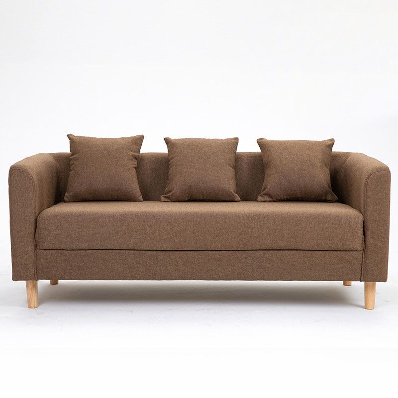Contemporary Square Arm Standard Settee Couch with Pillows for 3 People