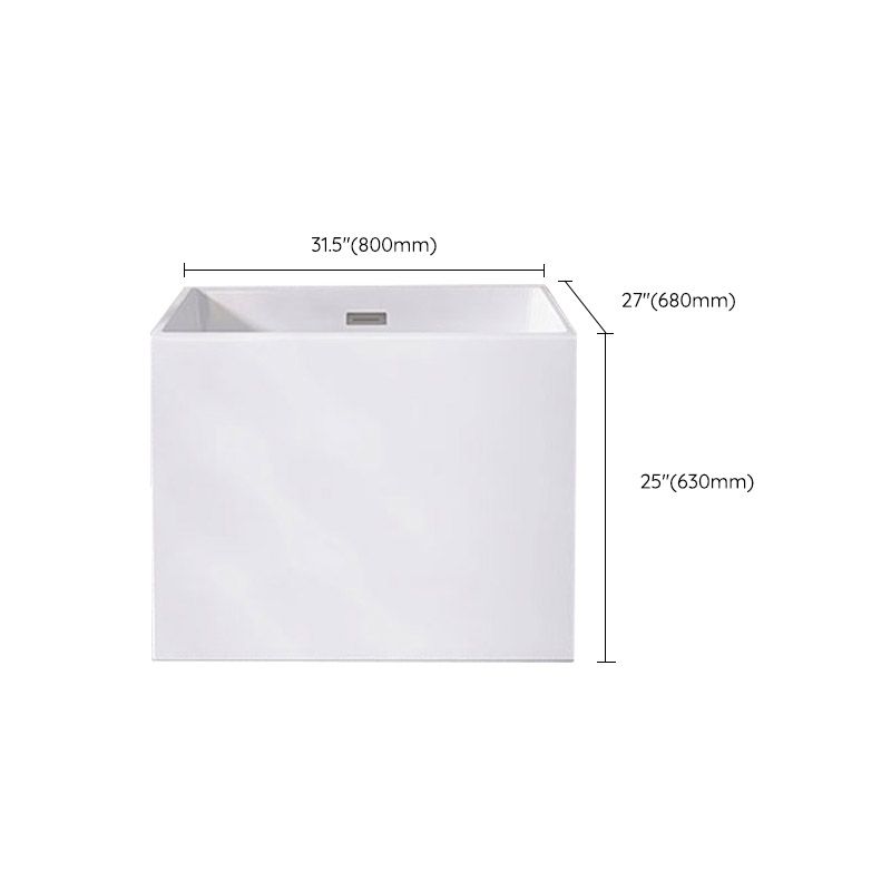 Modern Style Freestanding Bath Tub Rectangular Acrylic Soaking Bathtub in White