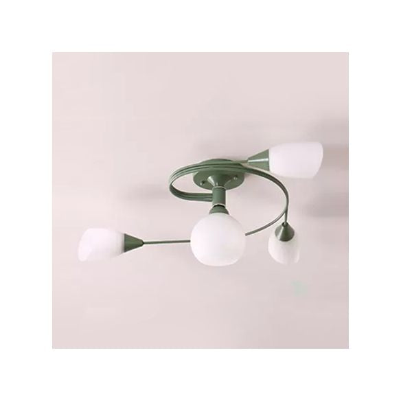 Macaron Twist braccio soffitto Light Opal Glass e Metal Semi Flushmount Light for Kitchen