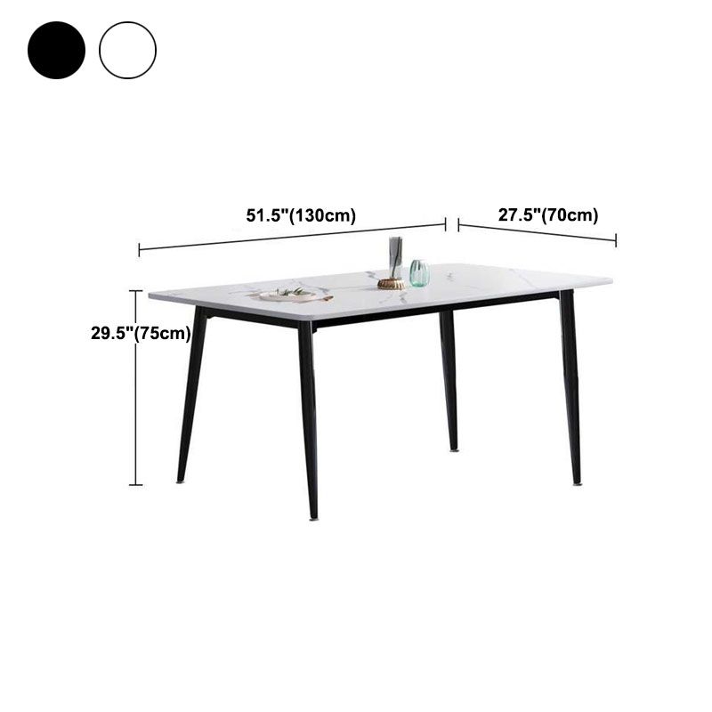 Stone Rectangle Industrial Table Standard Height Dining Table with 4 Legs