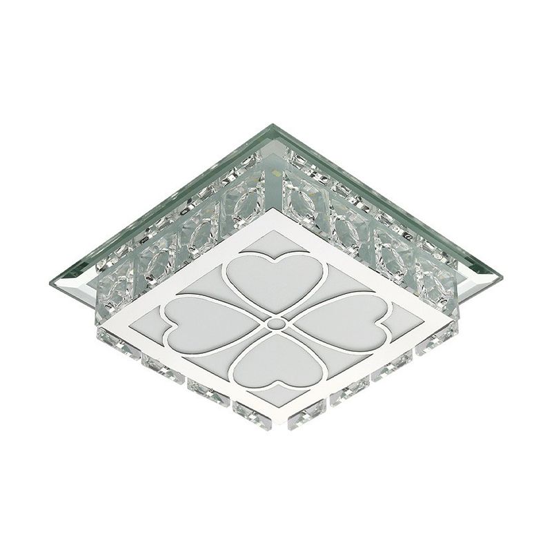 Clear Square LED Flush Mount Light Simplicity Crystal LED Flush Ceiling Light Fixture for Foyer