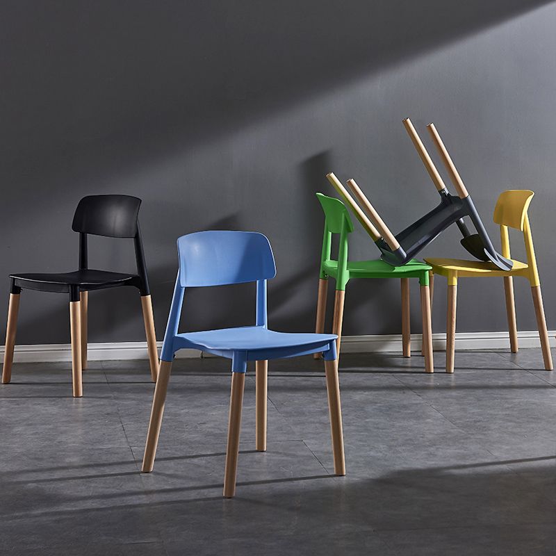 Contemporary Style Plastic Dining Chair Open Back Dining Side Chair for Kitchen