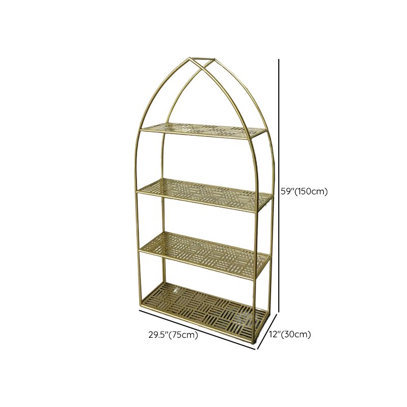 Glam Gold Bookshelf Standard Metal Bookcase with Shelves for Home Office