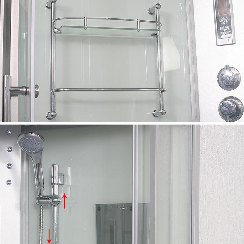 Tempered White Shower Kit Framed Double Sliding Rounded Shower Stall