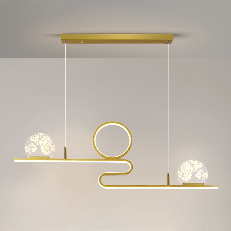 Luces de isla de forma lineal de estilo moderno metal de metal accesorios de iluminación colgante de 4 luces