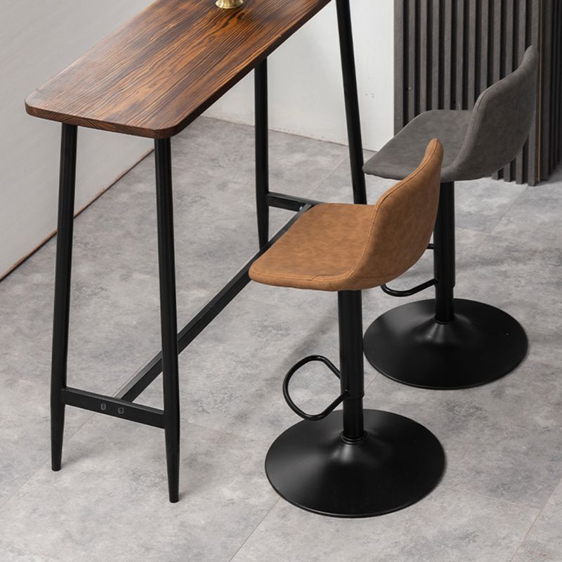 Taburete de bar de estilo industrial, asiento de cuero con respaldo bajo para barra de cocina