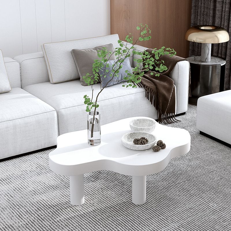 Scandinavian Coffee Table in Free Form with 3 Pine Wood Legs