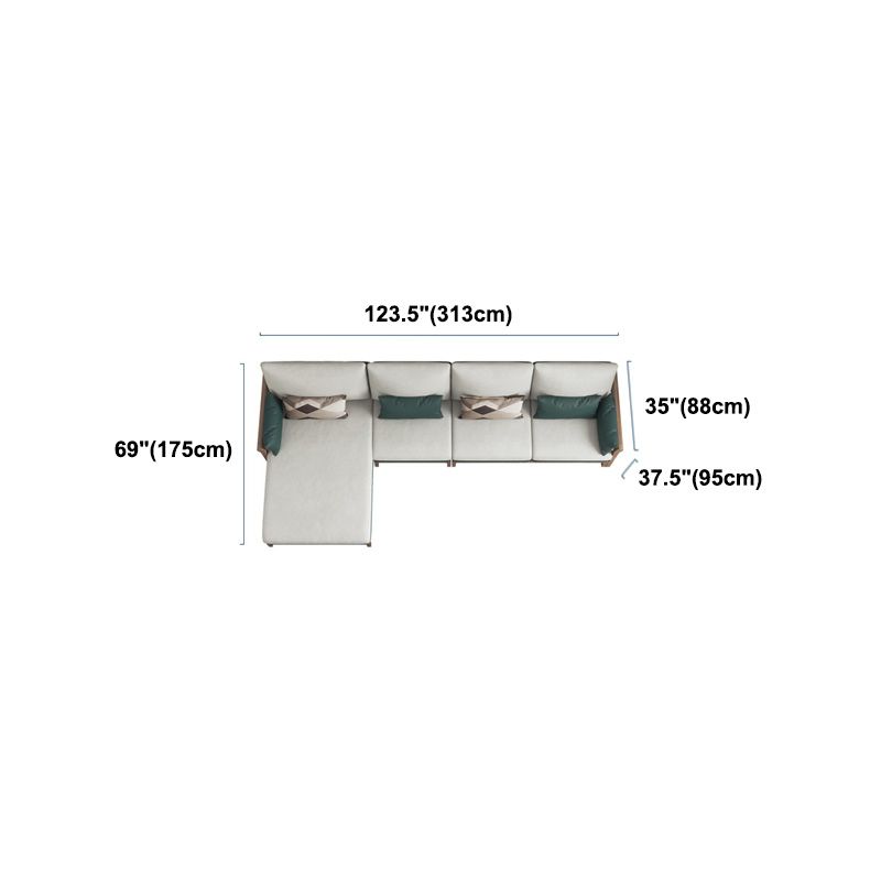 Contemporary Stationary Linen Square Arm Cushion Back Sofa & Chaise