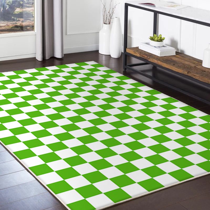 Trendy Tartan Pattern Carpet Polyester Indoor Rug Pet Friendly Area Rug for Home Decoration