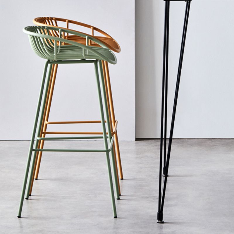 Modern Armless Backrest Counter Stool Iron Cashier Bar Stool with Seat and Pedal