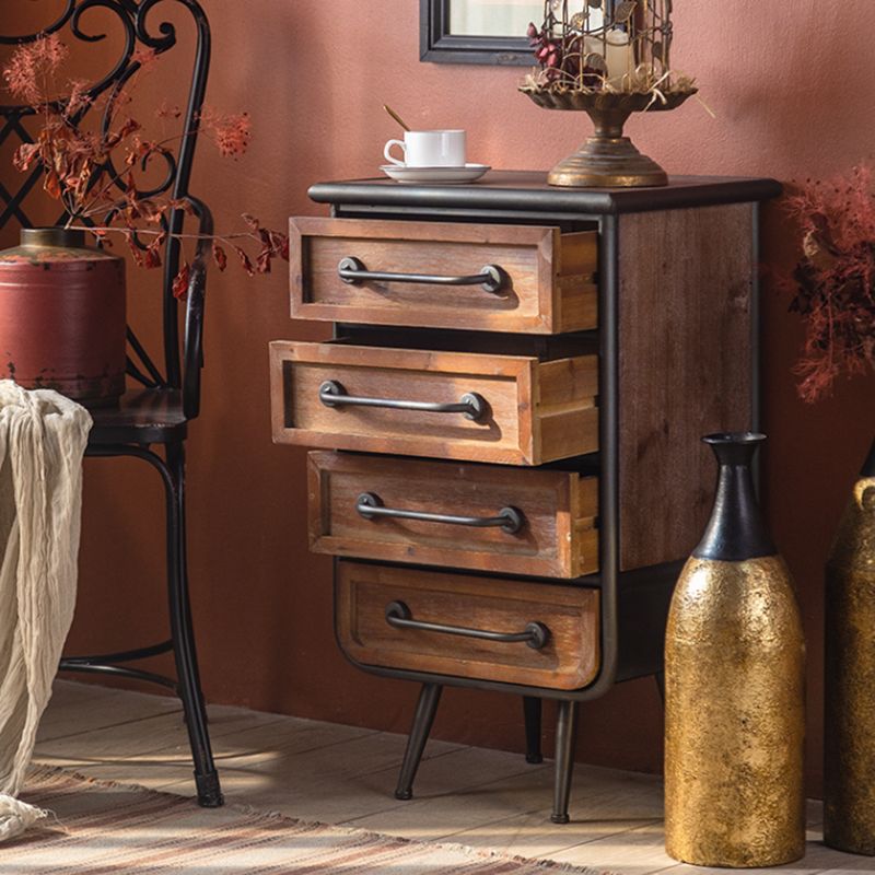 Industrial Rectangle Solid Wood With Doors Cabinet Distressed Wood Accent Cabinet