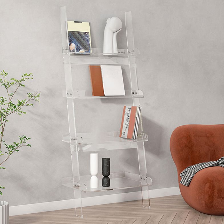 Ladder Open Back Bookshelf Acrylic Scandinavian Bookcase with Shelves