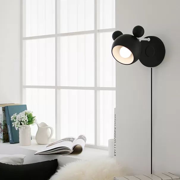 Macaron Mouse Wall Light with Pull Chain 1 Head Metal Sconce Light for Study Room