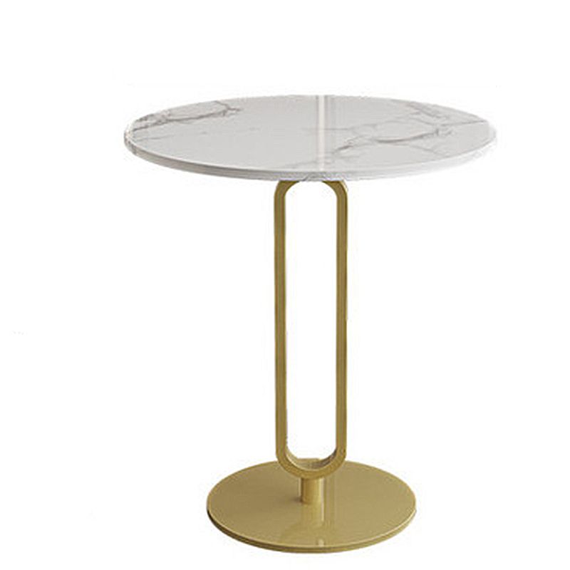 Pedestal Round Stone Side Table 21.65" High Black//White End Table
