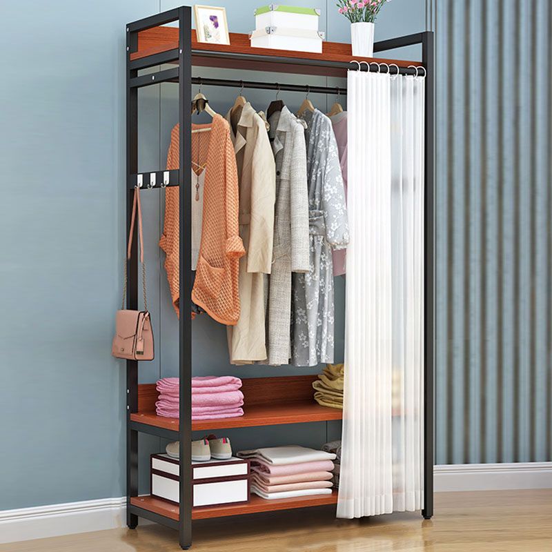 Modern Style Coat Rack Metal Frame Multi-layer Shelve Design Free Standing Coat Rack