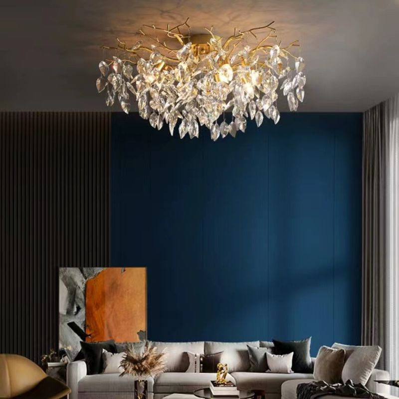 Modern Simple Crystal Ceiling Light Geometry Shape Ceiling Lamp for Bedroom