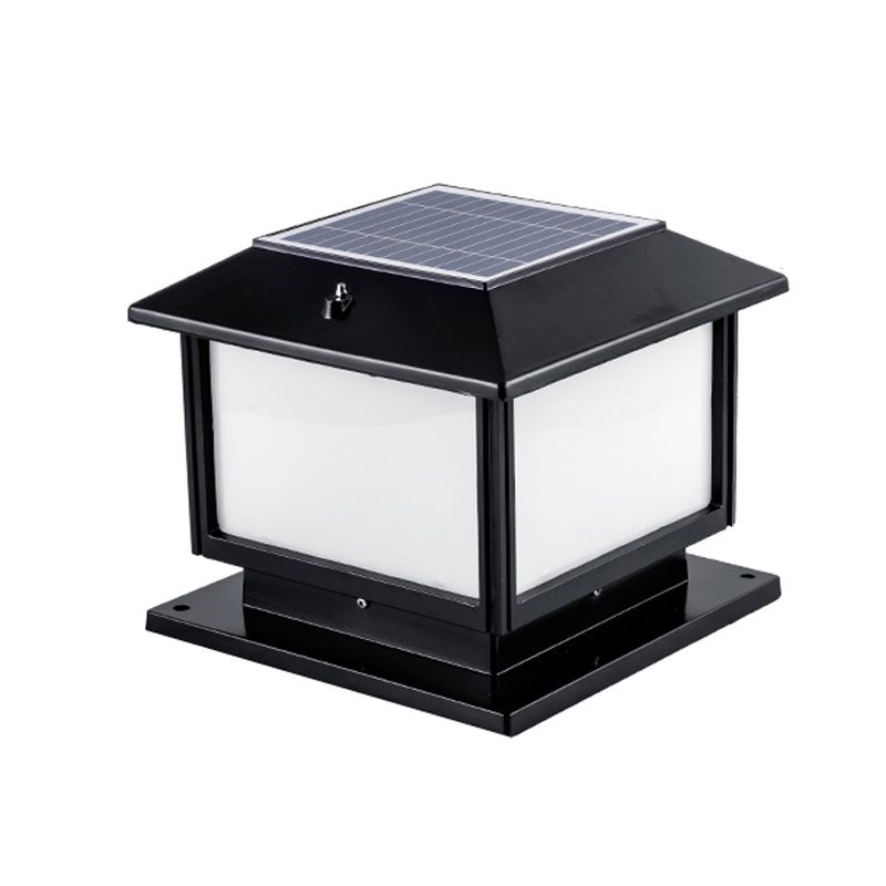 Geometric LED Pillar Light Modern Solar Lighting Fixture for Garden