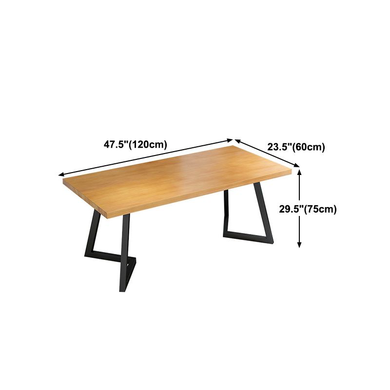 Metal Industrial Rectangle Table Pine Solid Wood Top Table with Sled Base