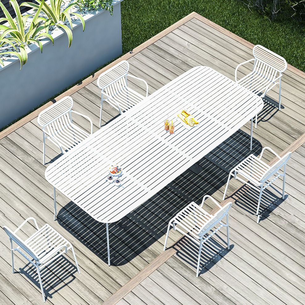 Rust - Resistant Metal Dining Table Rectangle Industrial Style Dining
