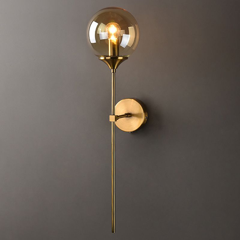 Lampe murale en laiton moderne sphérique simple sphérique 1 de tête