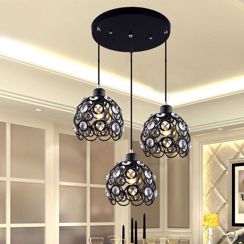 Suspension du pendentif moderne dôme suspendu à cristal clair avec un cordon suspendu à 39,5 "