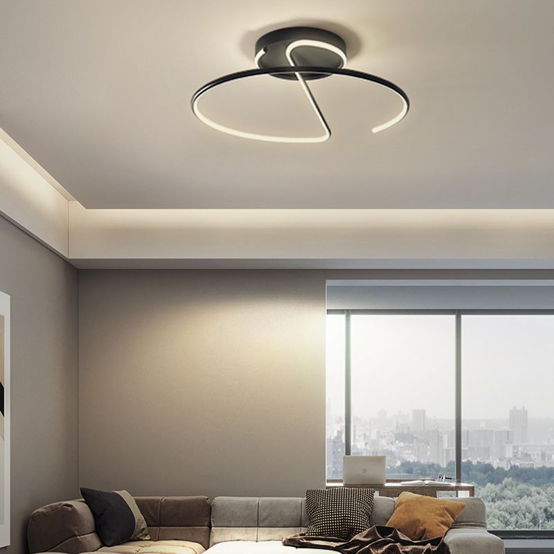 Modern Style Linear Shape Ceiling Light Metal 1 Light Ceiling Light for Living Room