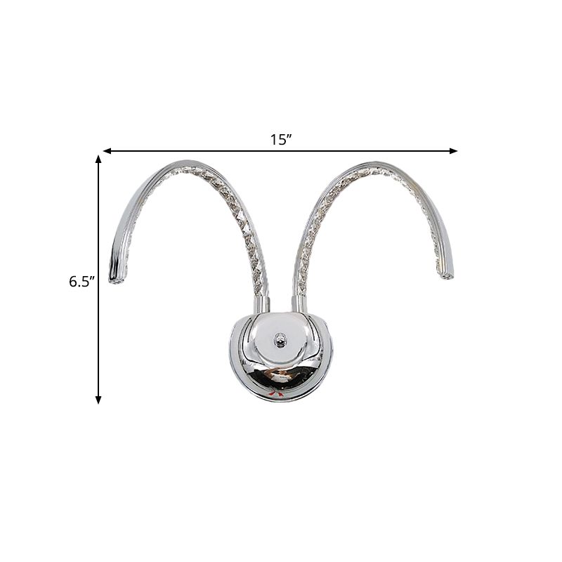 Chrome LED Symmetric Arch Wall Lighting Modernist Metallic Wall Mounted Lamp in Warm/White Light
