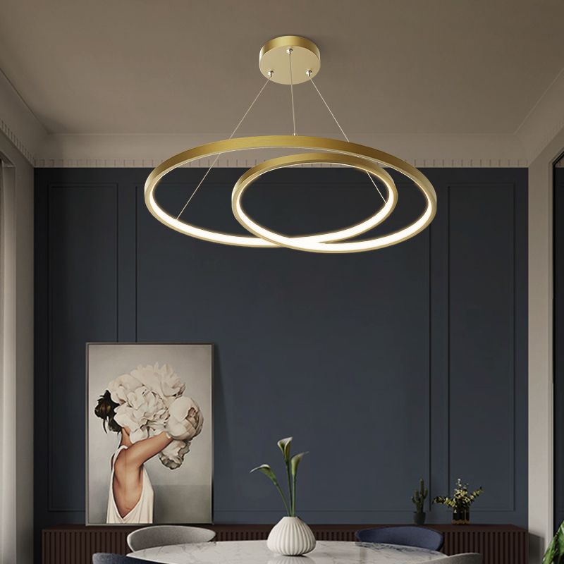 Spiral Shade Chandelier Light Modern Metal 1 Light Chandelier Lighting Fixture in Gold