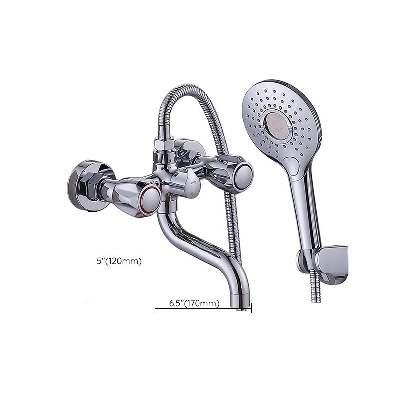 Chrome Bath Faucet Trim Wall Mounted Swivel Spout with Handheld Shower