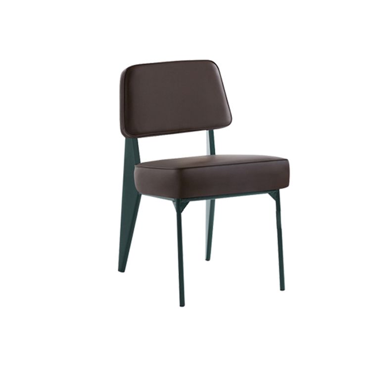Chaise d'appoint scandinave à dossier ouvert, chaise de salle à manger rembourrée en métal