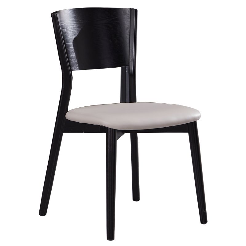 Silla lateral de comedor con respaldo abierto de estilo industrial, sillas laterales de madera sin brazos con patas