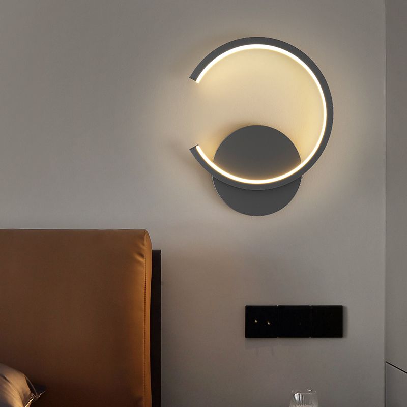 Lampada a monte a parete a forma rotonda a LED Lampada con applique da parete in metallo per camera da letto