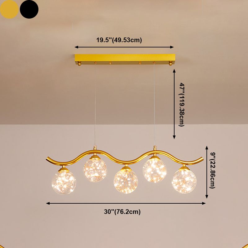 Kugelförmige Forminselanhänger zeitgenössisches Glas 5 leichte hängende Lichter