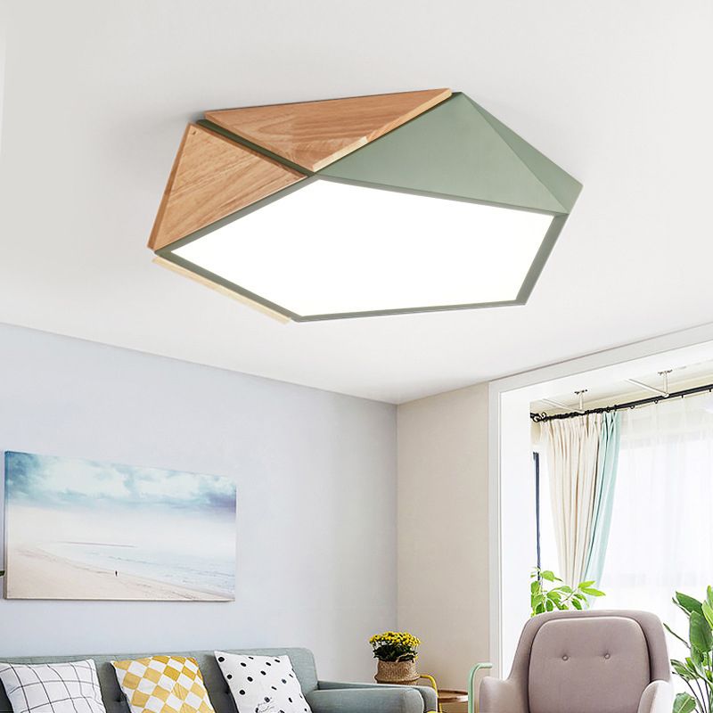 Geometrical Flush Mount Light Fixtures Modern Wood Flush Light