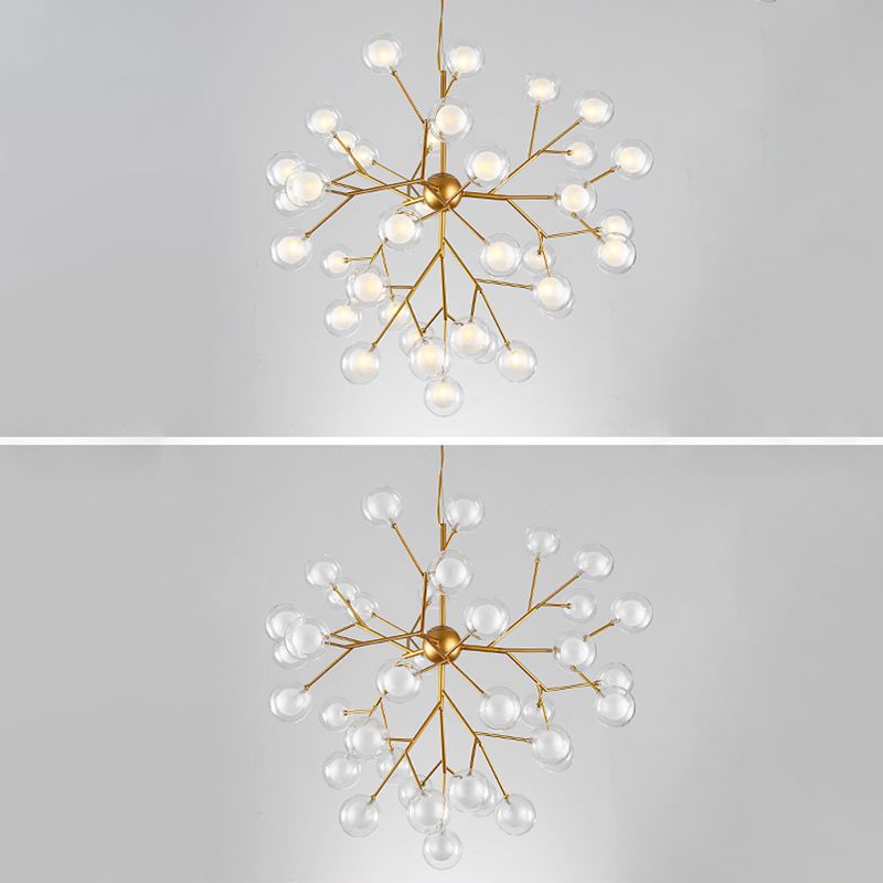 Wrought Iron Firefly Chandelier in Modern Luxury Style Glass Sputnik Pendant Light for Commercial Spaces