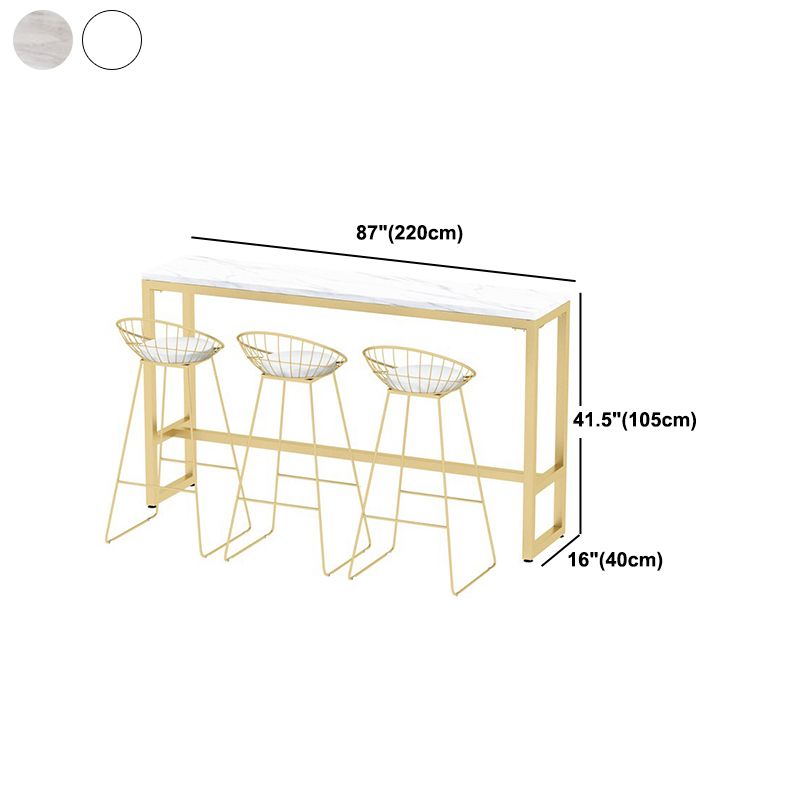 Glam Style Rectangle Bar Table White Trestle Base Bar Dining Table