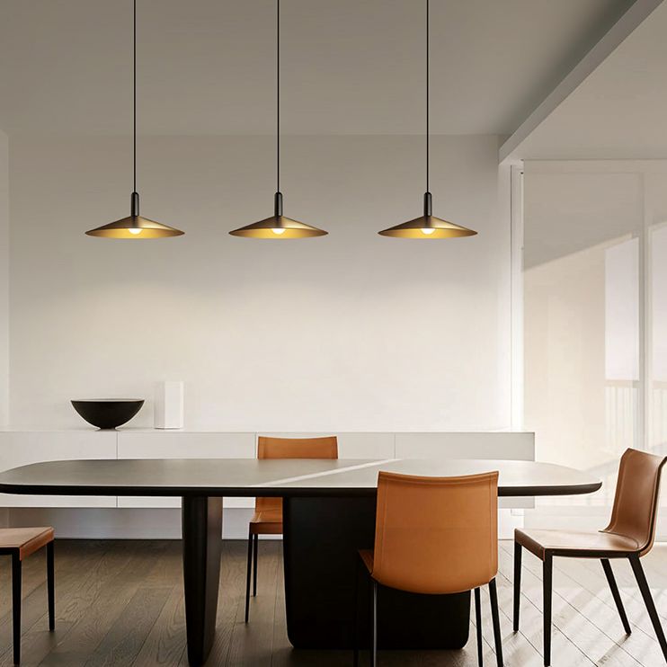 Flared Dinning Room Hanging Ceiling Light Metal Nordic Down Lighting Pendant in Coppery