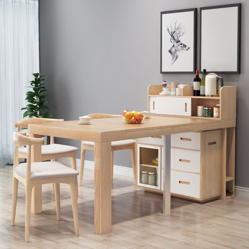 73 '' opvouwbare populier houten eettafel uitbreidbare rechthoektafel (alleen tafel)